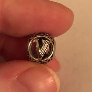 Pandora Vintage Letter V Charm